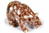 Realistic Polished Red Flower Marble Bear with Fish - India #308484-1